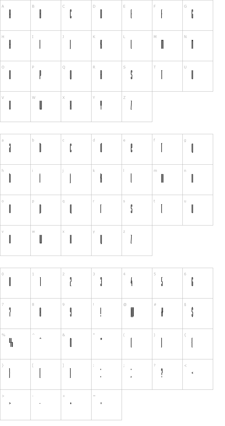 Character Map BriemAkademiStd-BoldComp Font
