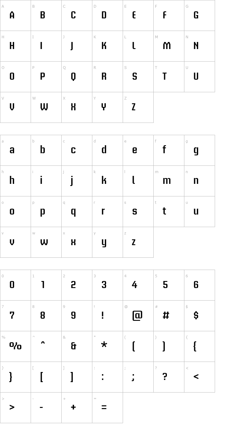 Character Map BriemAkademiStd-Semibold Font