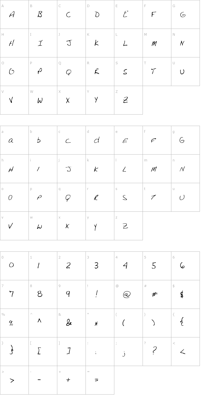 Character Map Brightn Regular Font