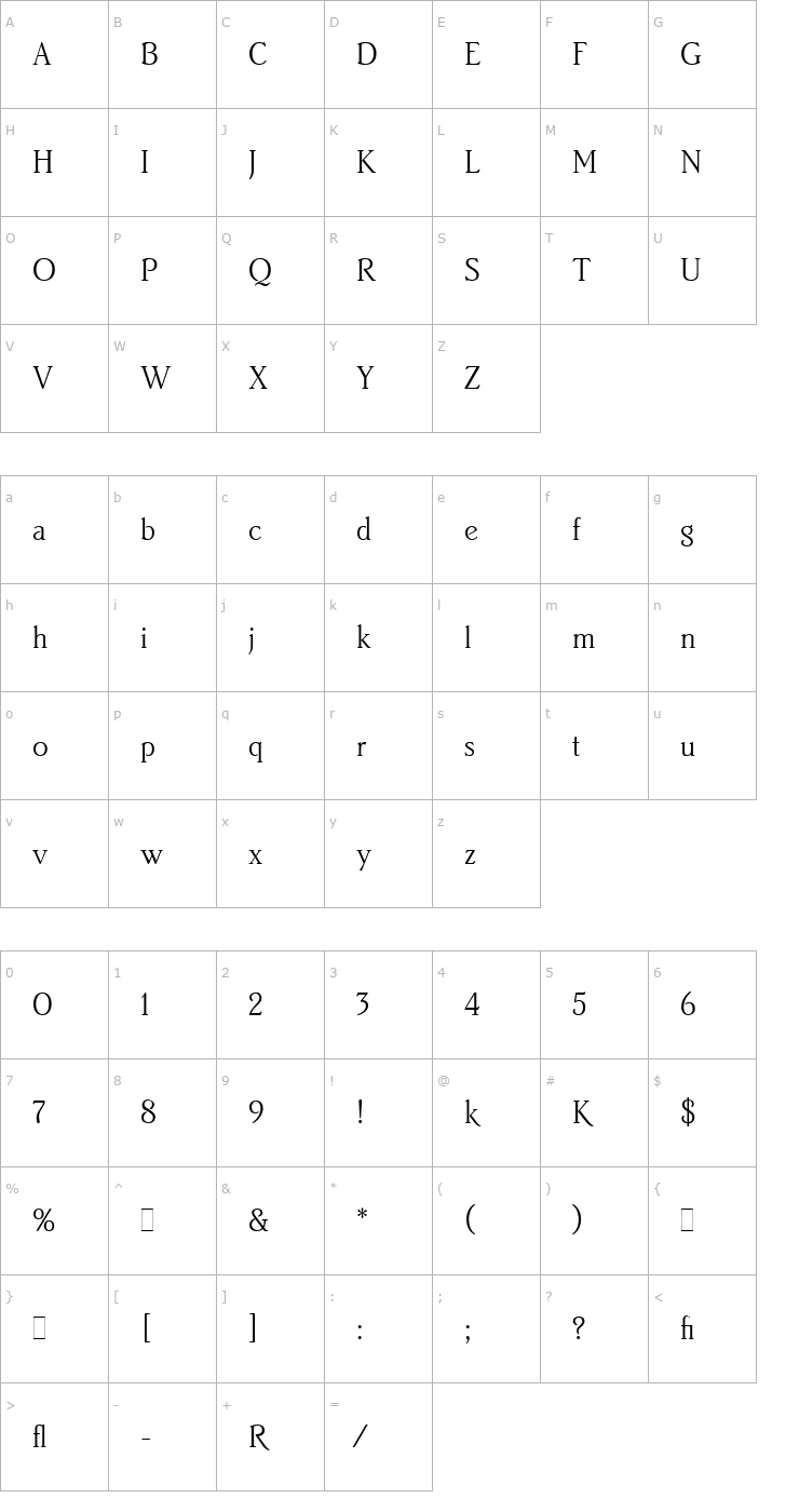 Character Map Brighton Light LET Plain1.0 Font