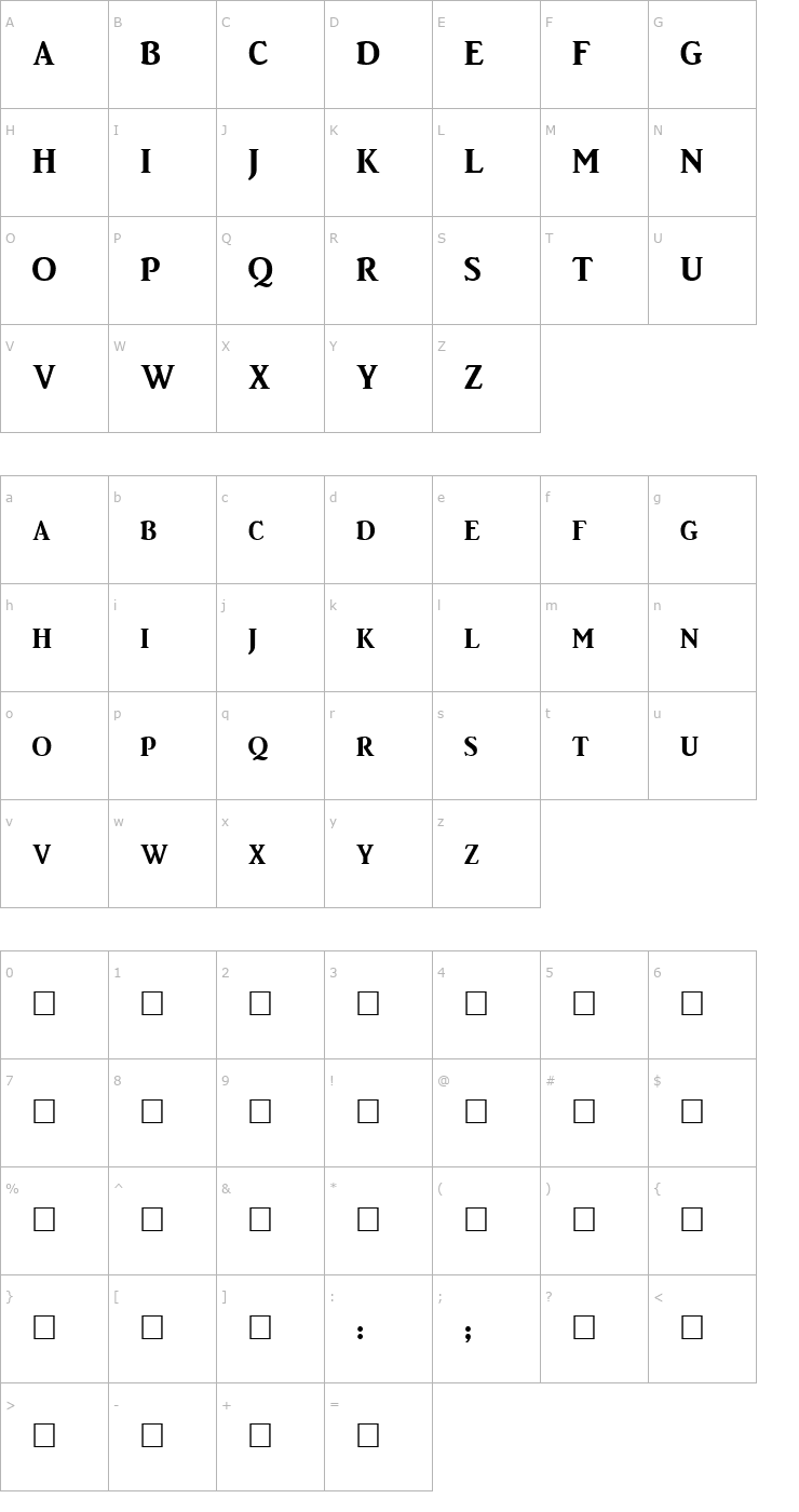 Character Map BrightonBold Font