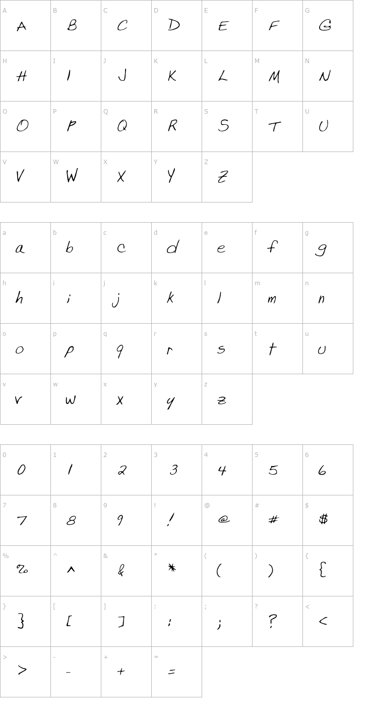 Character Map Brigitte Font