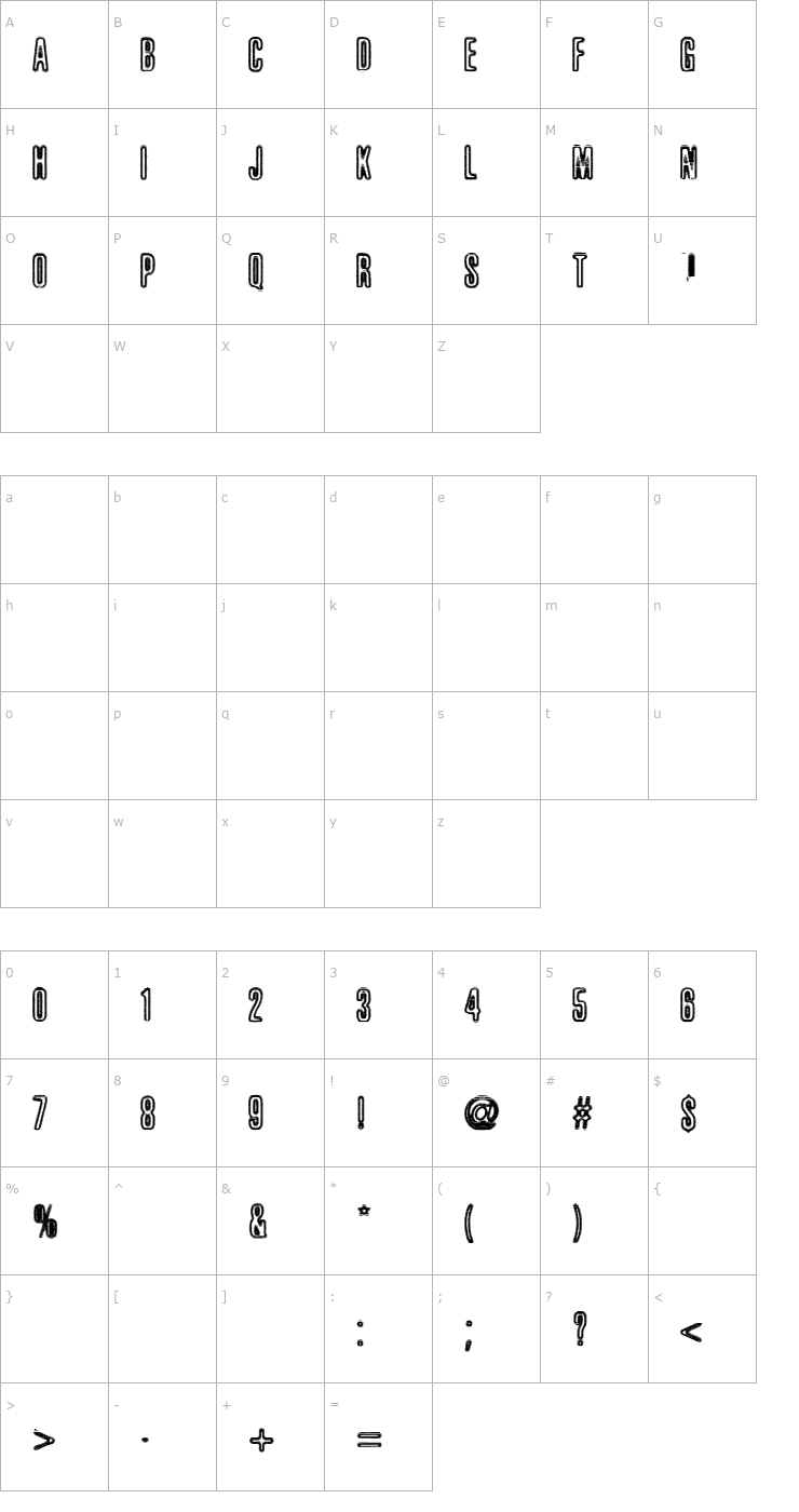 Character Map Brillo-Bold Font