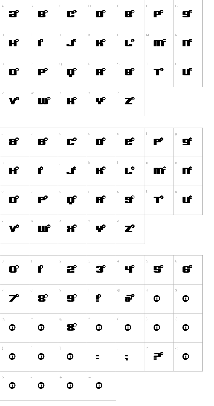 Character Map BrilloBlue Font