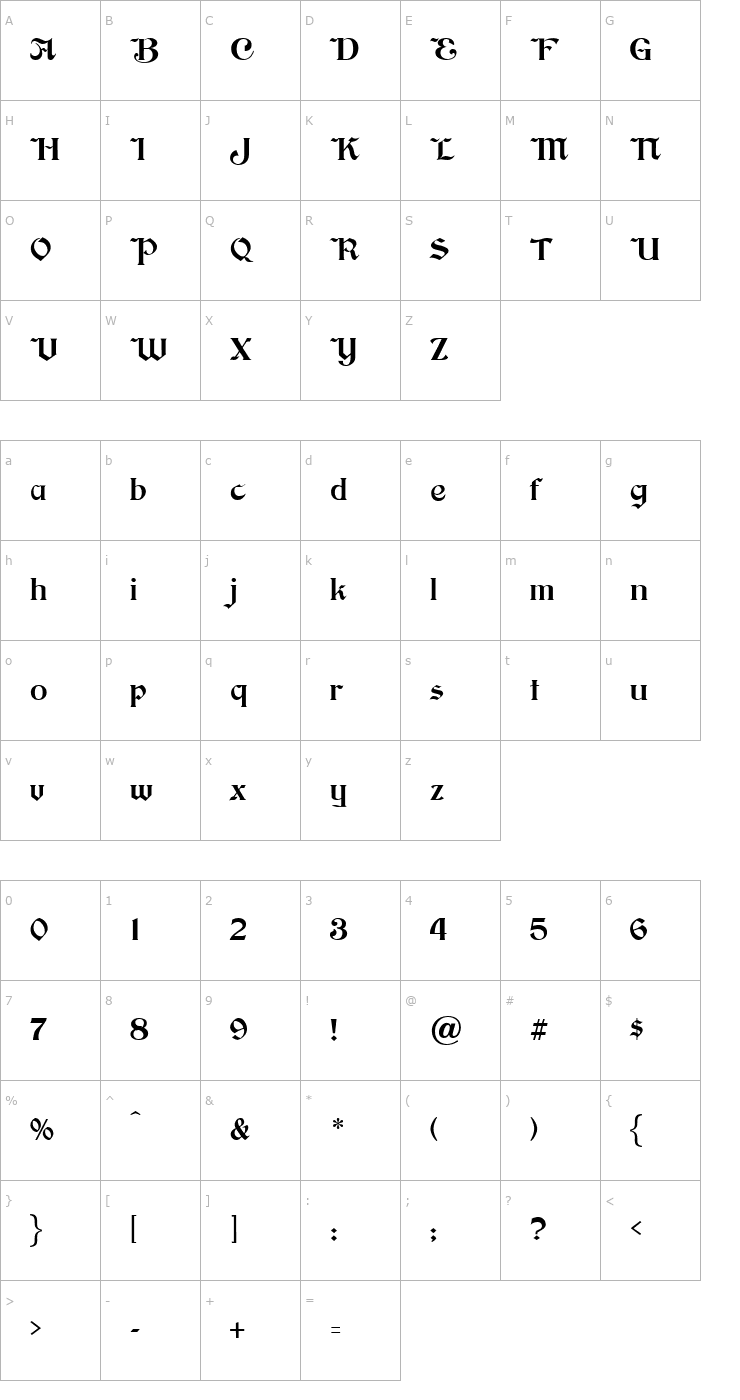 Character Map Brinkman Font