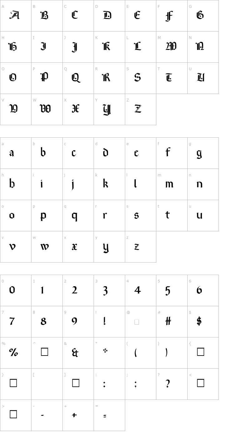 Character Map Brinkmann AH Font