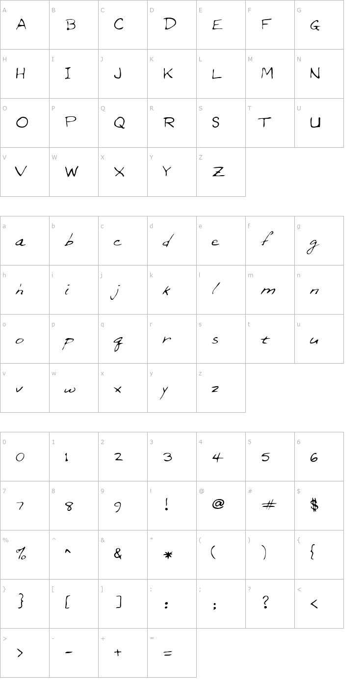 Character Map Brion Regular Font