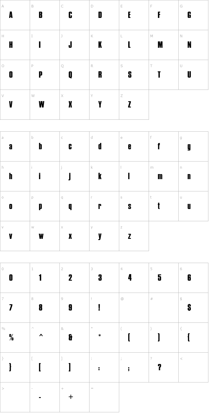 Character Map British Inserat MN Font