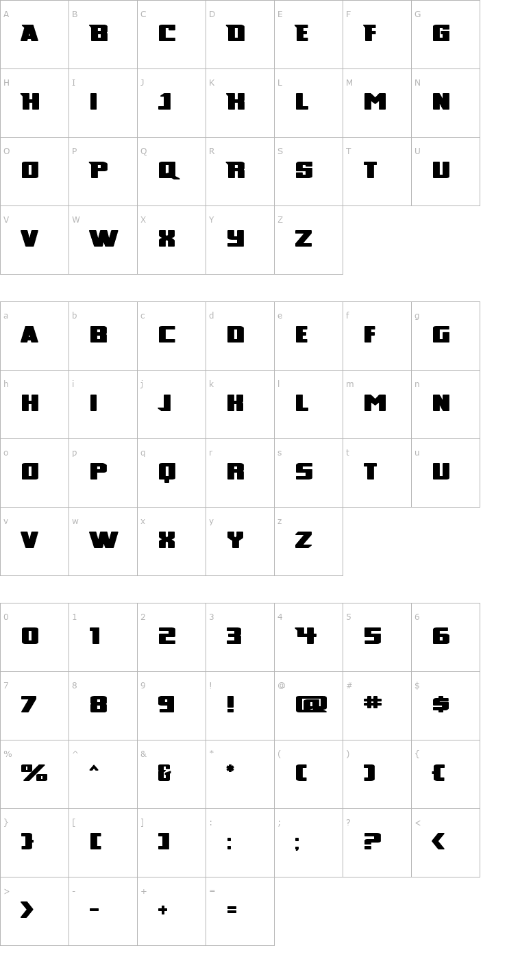 Character Map Broad Font