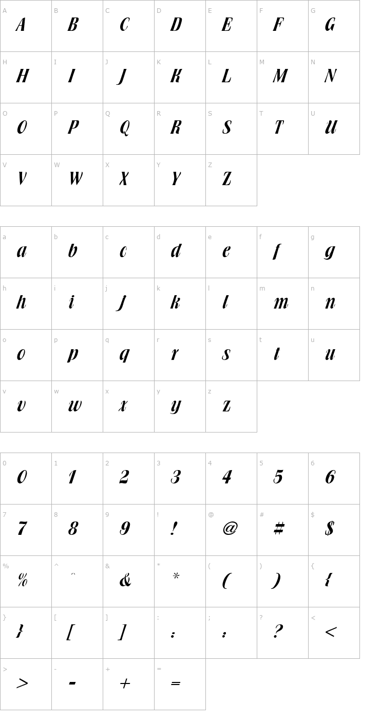 Character Map Brochure Font