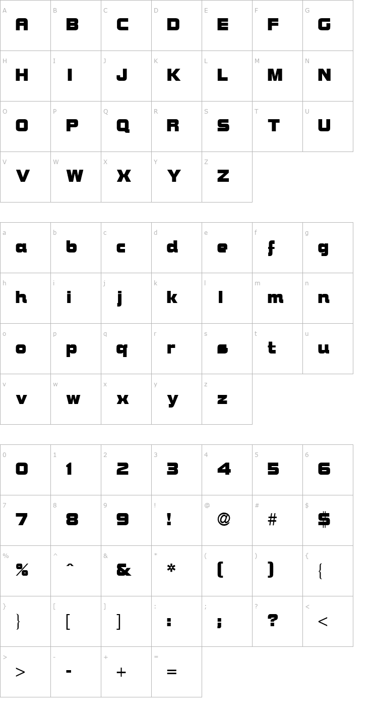 Character Map Brock Bold Font