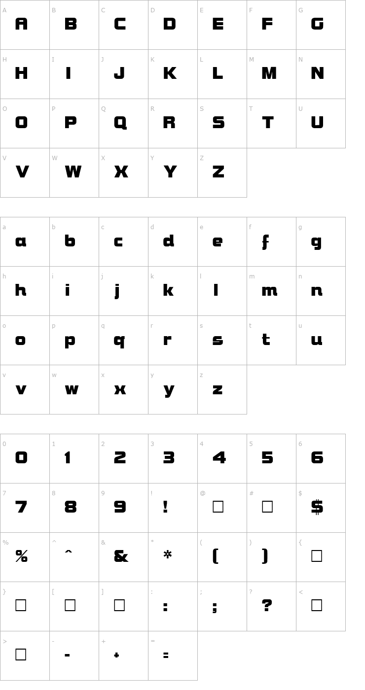 Character Map Brock Font