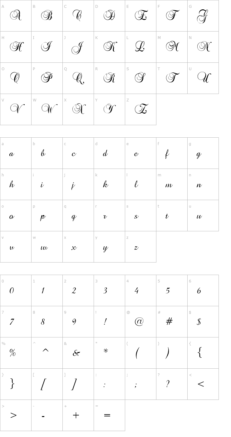 Character Map Brock Script Font