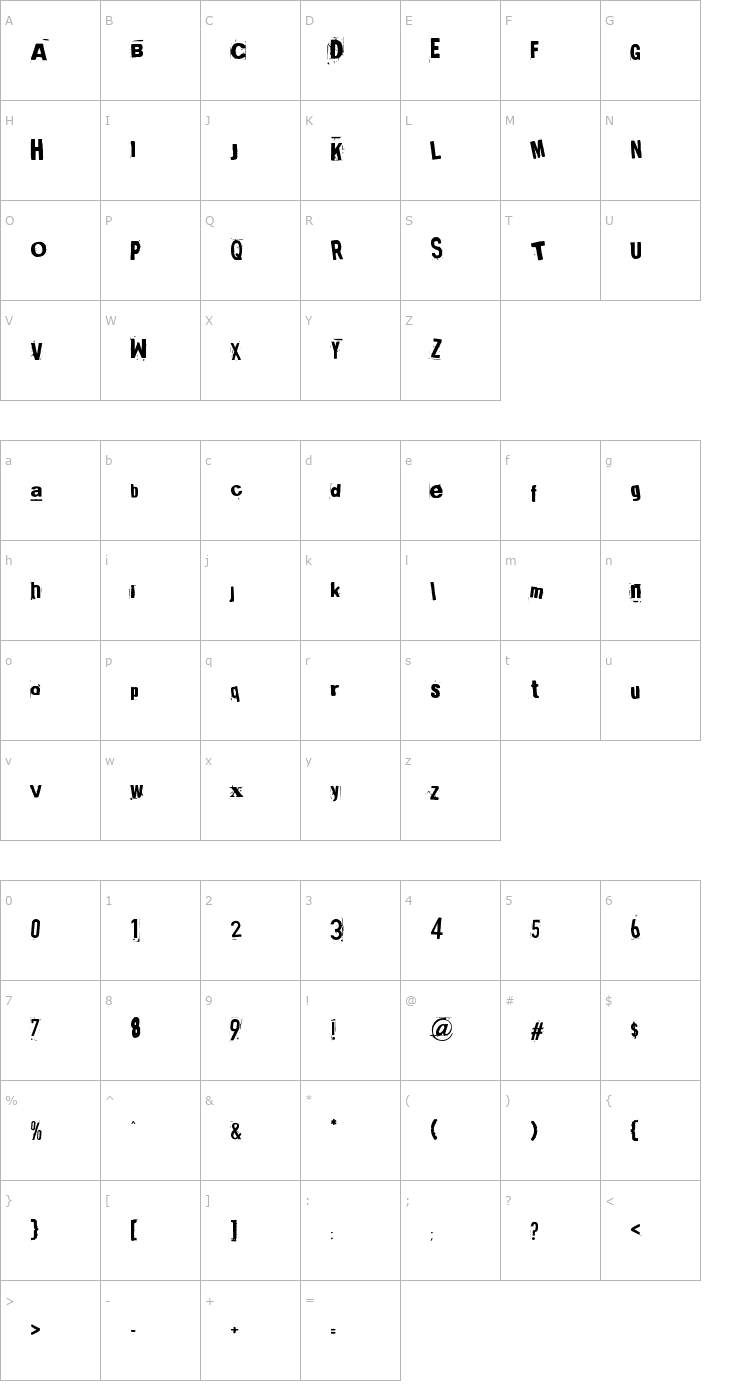 Character Map Broken 15 Font