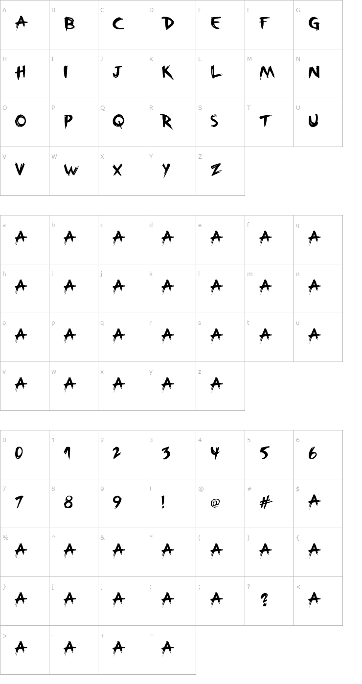 Character Map Broken Font