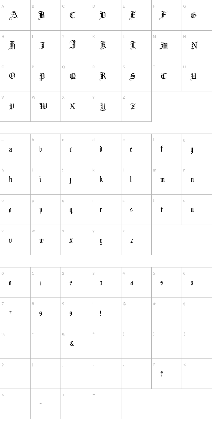 Character Map Broken Planewing Font