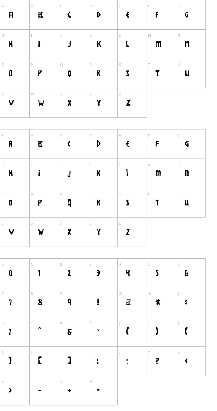 Character Map Brolga Font