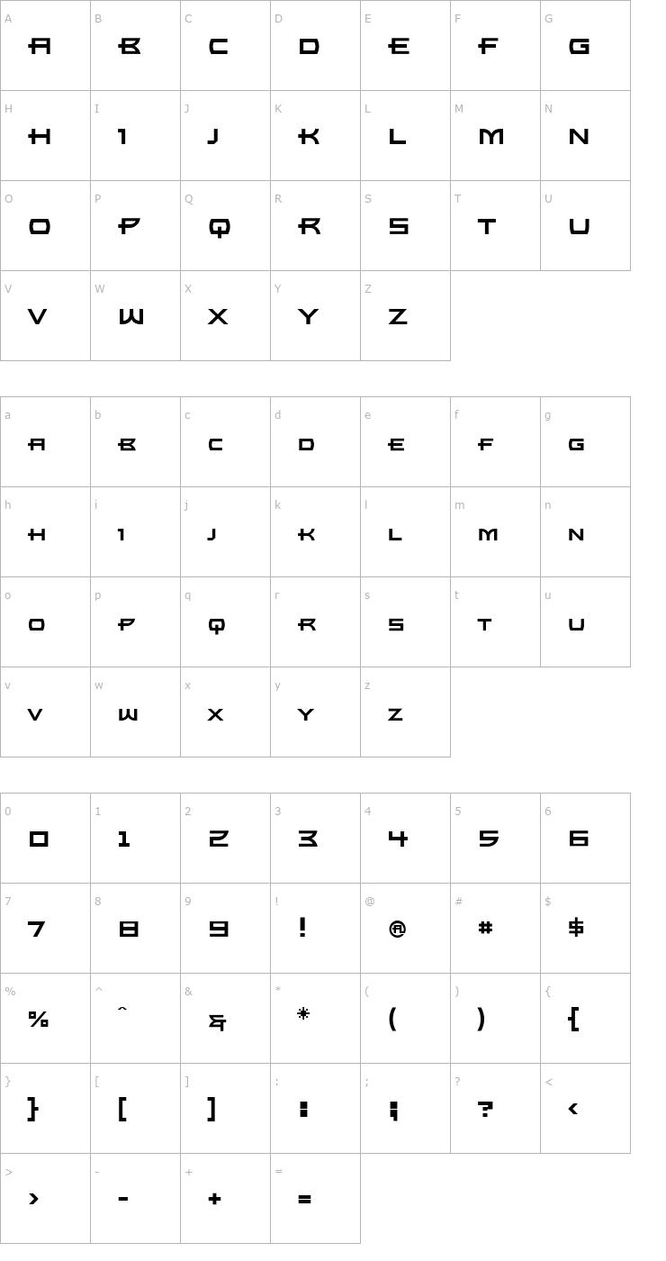 Character Map Bronzo-Bold Font
