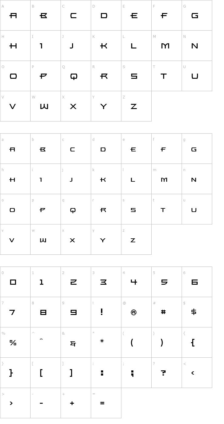 Character Map Bronzo-Regular Font