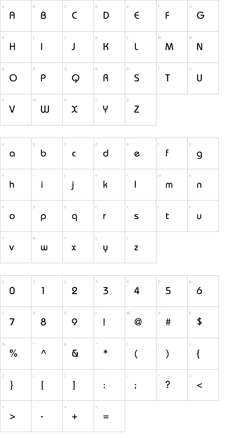 Character Map Brookhouse Font