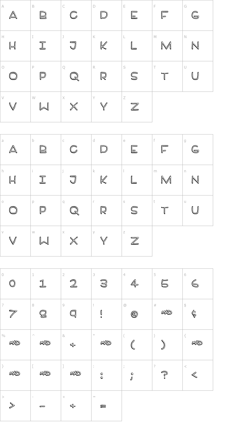 Character Map BrotherMan Font