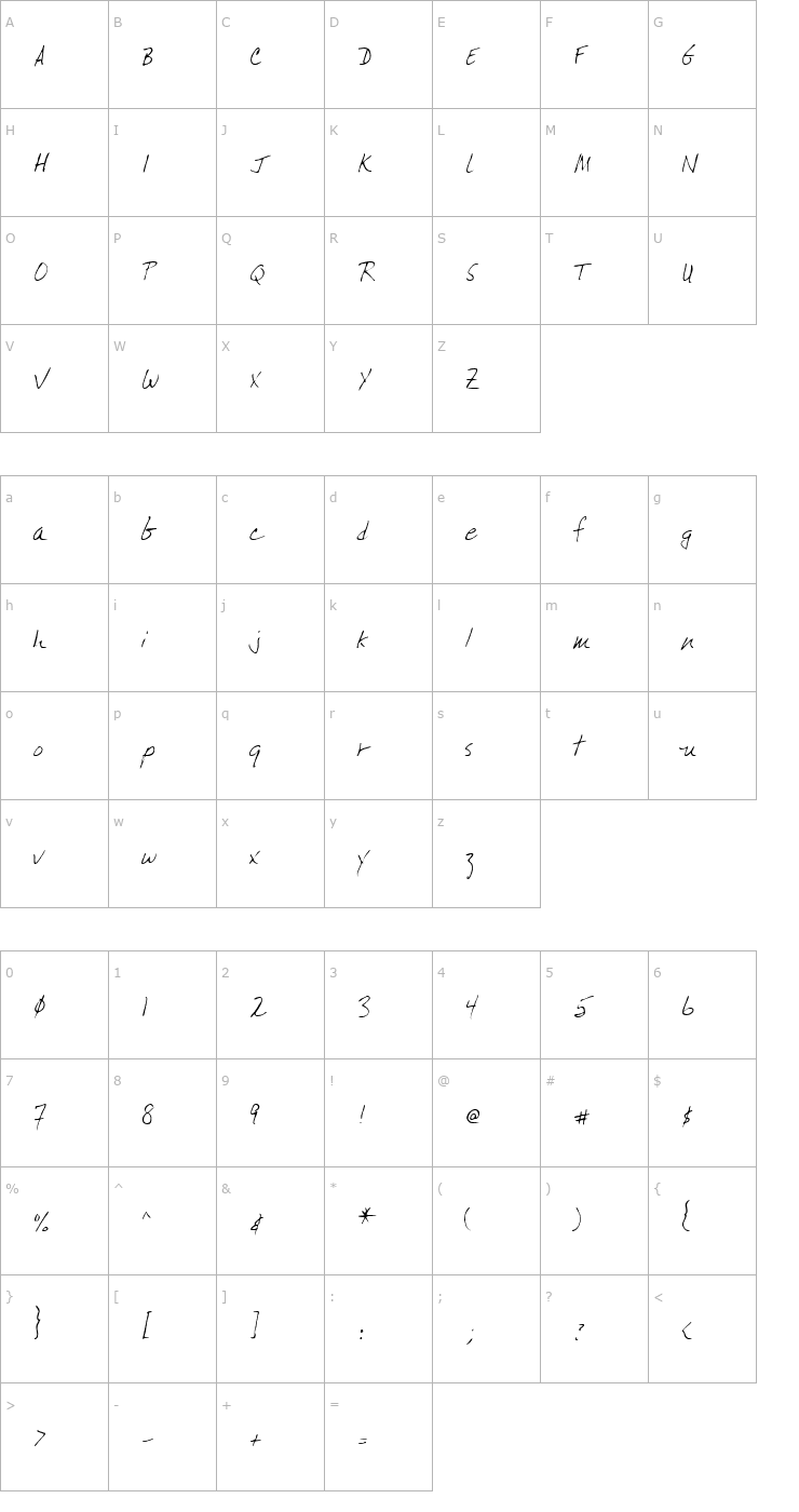 Character Map Brown Regular Font