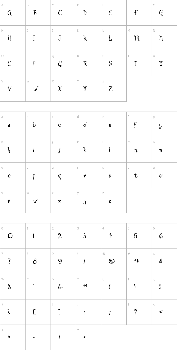 Character Map BrownCow OTF Font