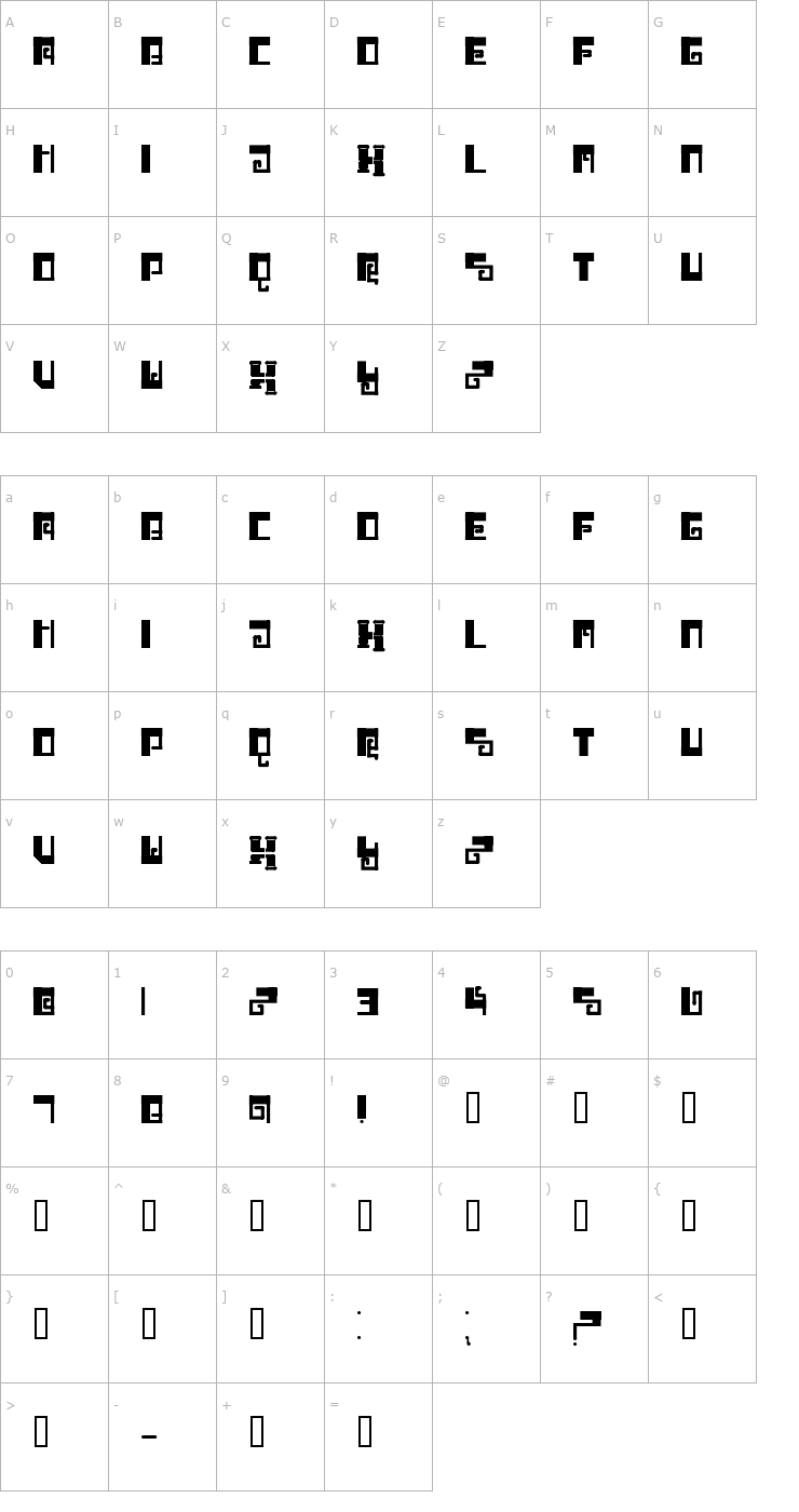 Character Map Brrr Font