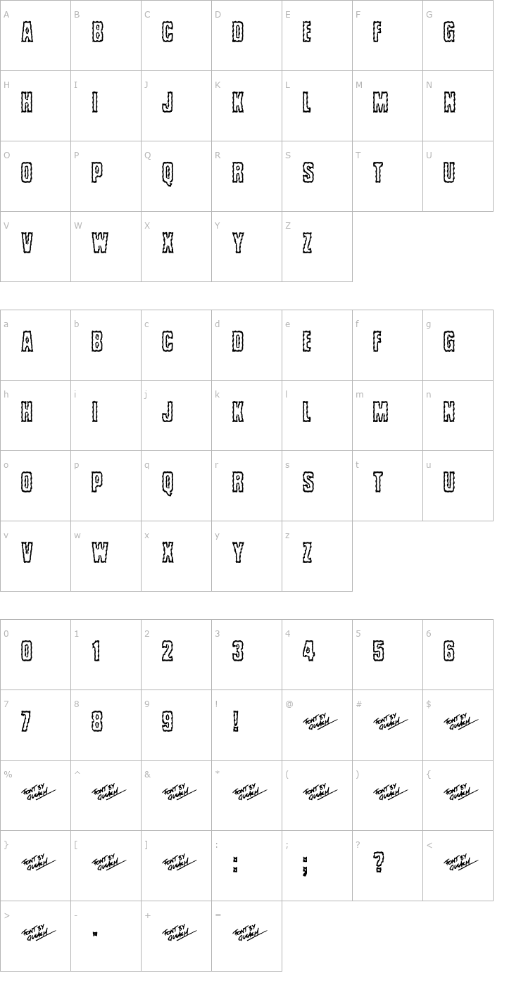 Character Map Brrritty Font