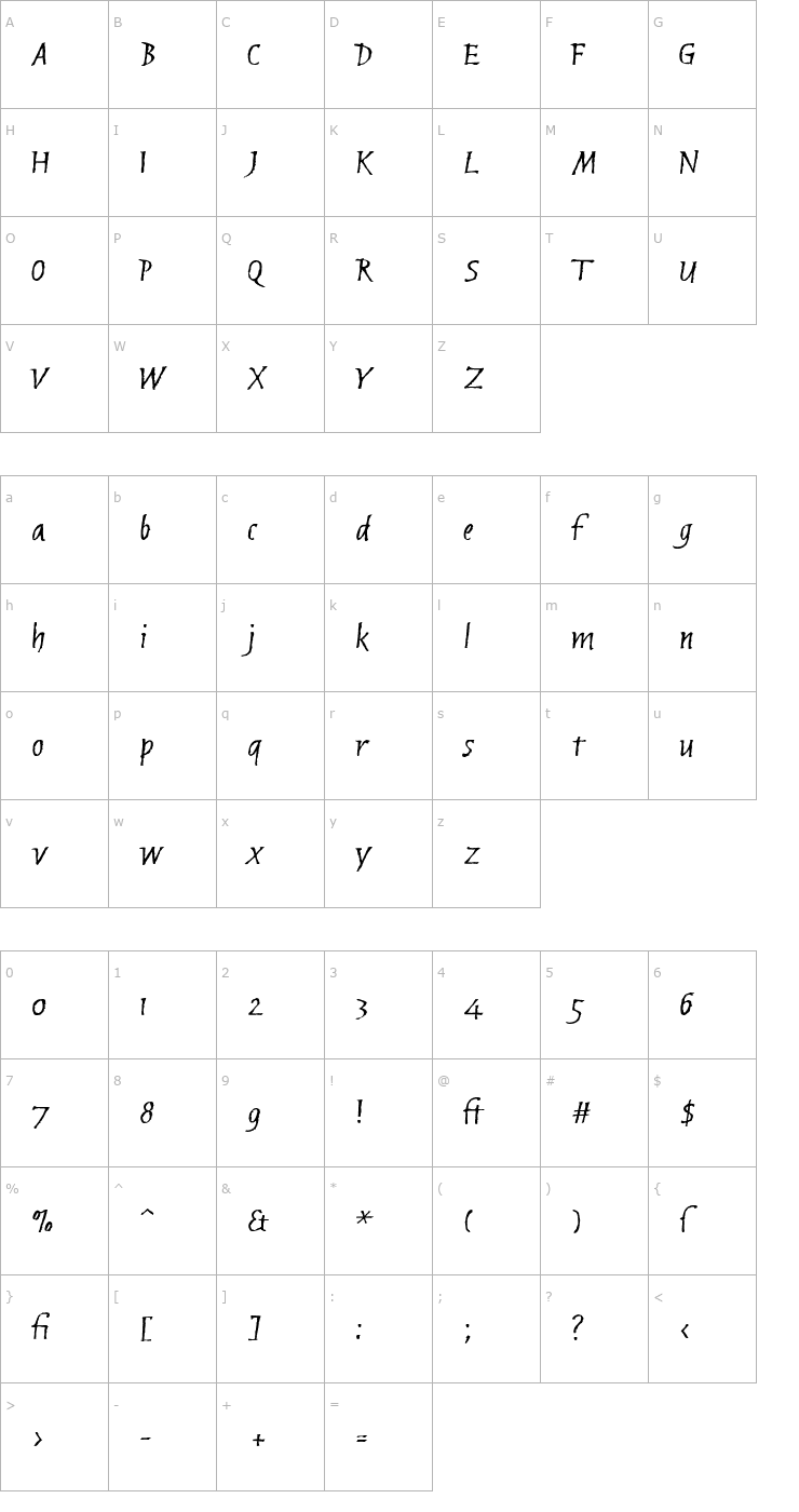 Character Map Brubeck AH Font