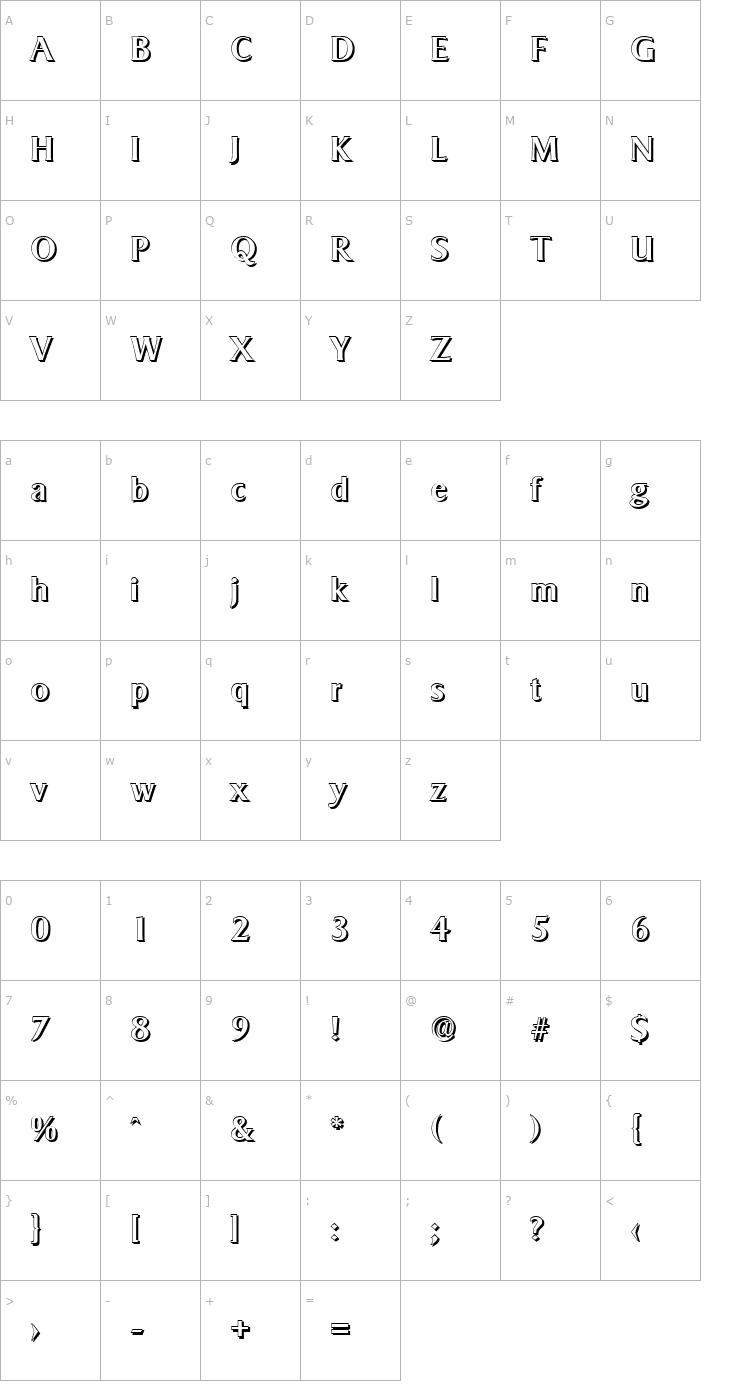 Character Map BruceBeckerShadow-Medium-Regular Font