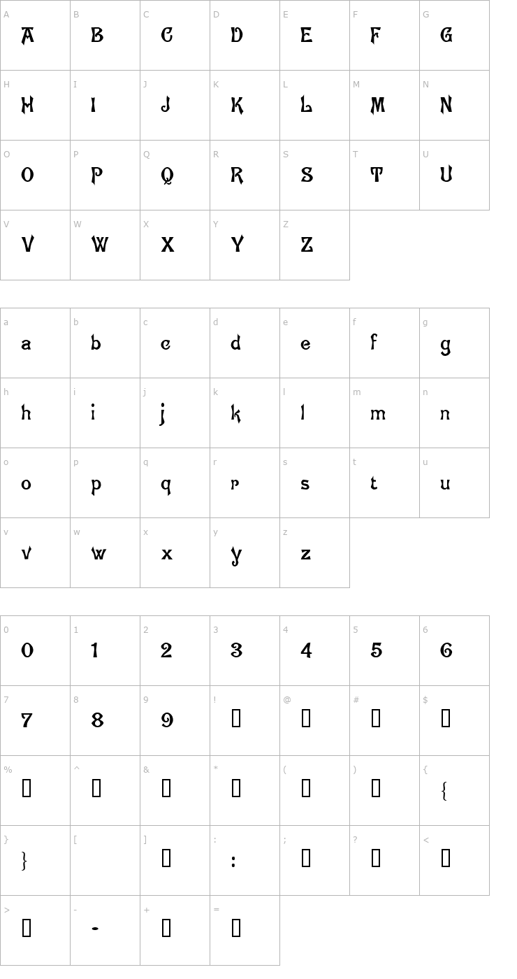 Character Map Bruges Font