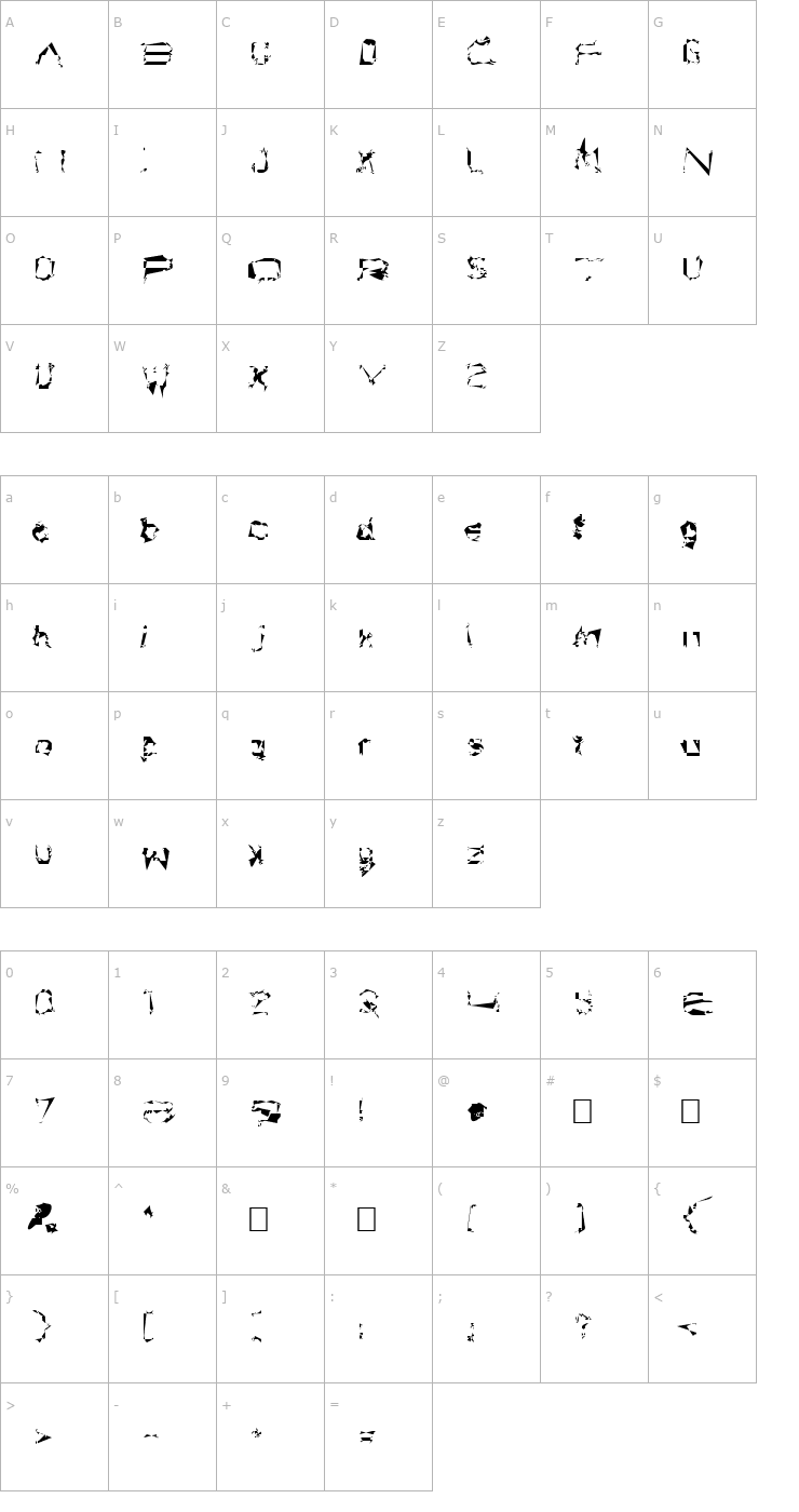 Character Map Brunöga Font