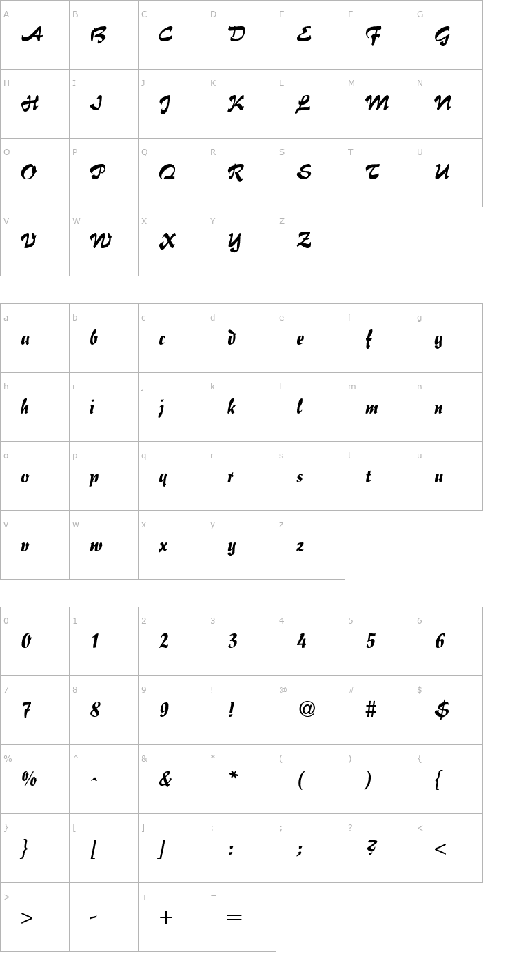 Character Map Brush Flair Font