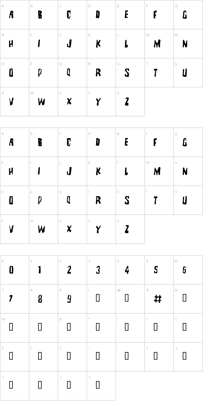Character Map BrutalityExtra Font