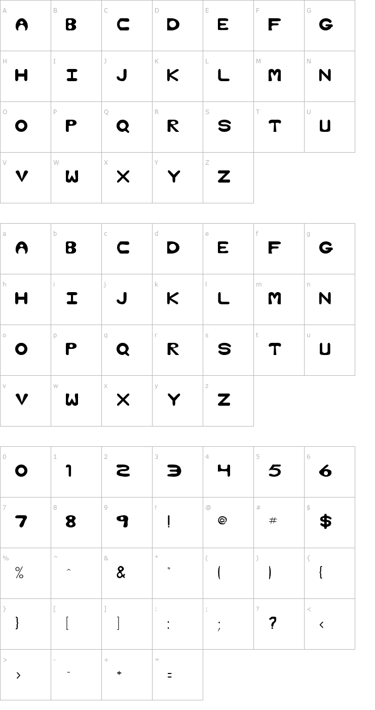 Character Map Bubble Regular Font