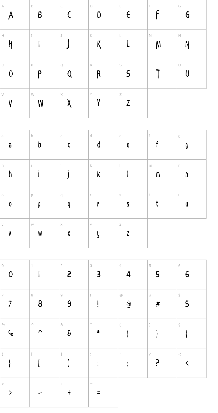 Character Map Bubbly Frog Font