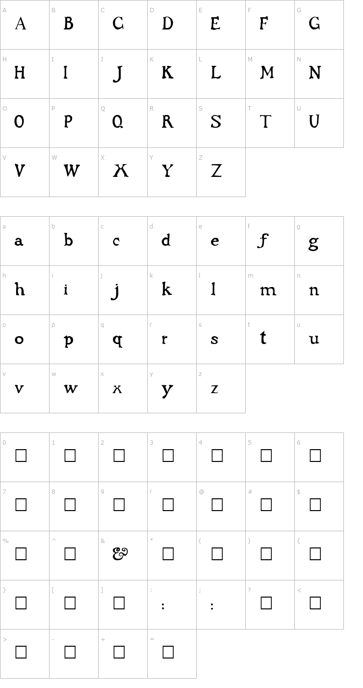 Character Map Buccaneer Regular Font