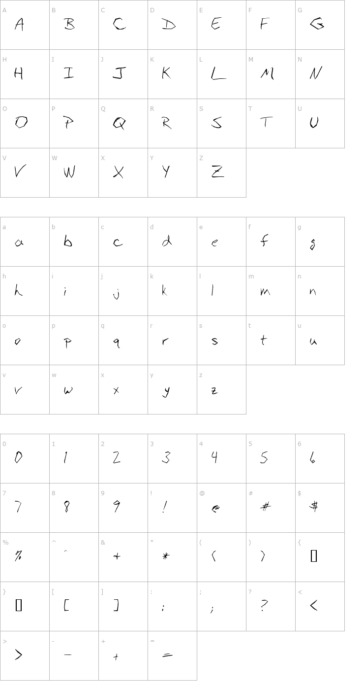 Character Map BudAngular Font