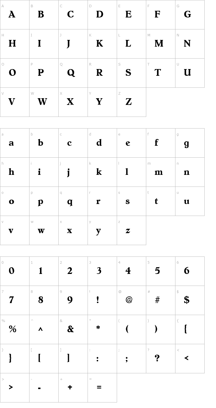 Character Map Budoken SF Bold Font