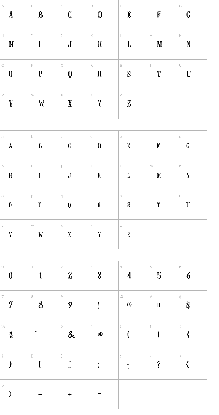 Character Map BujardetFreres Font