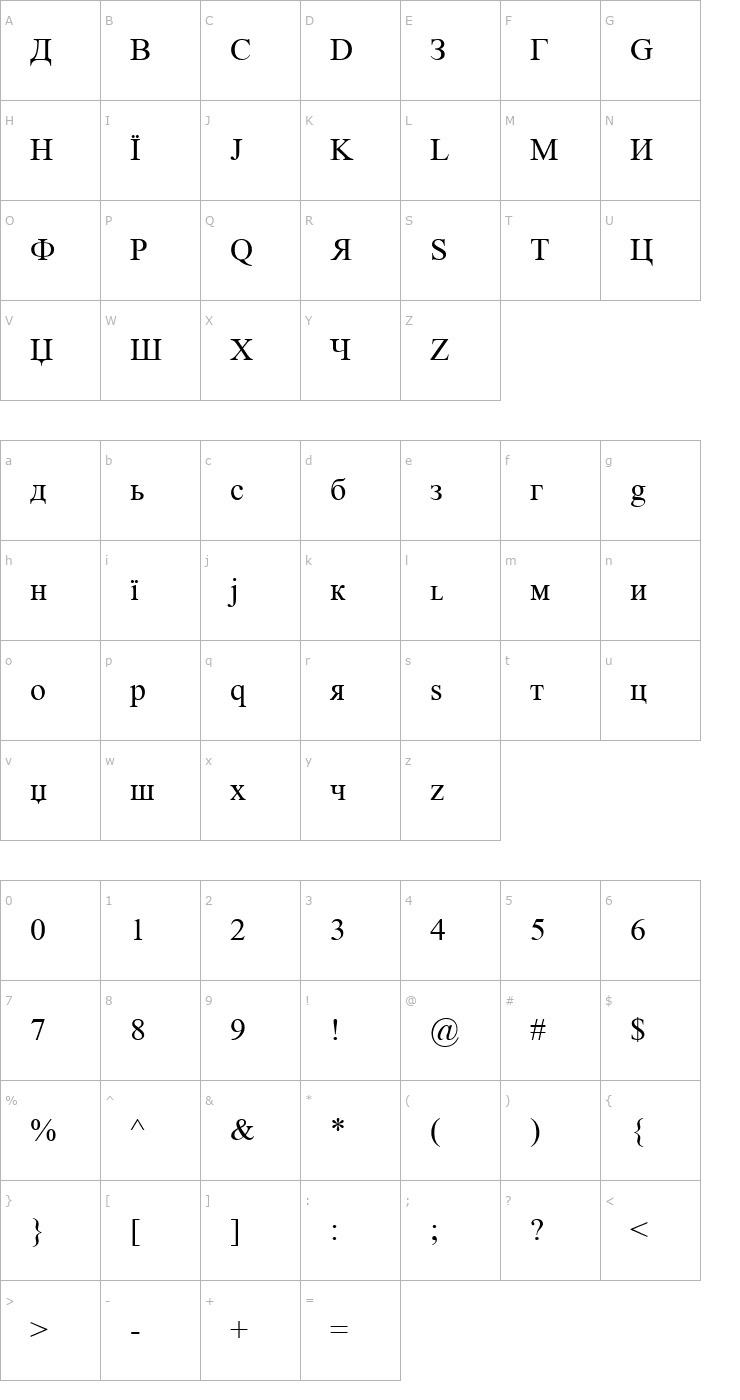 Character Map Bukwa Normal Font