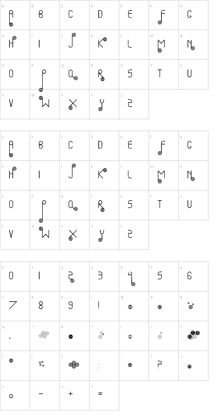 Character Map Bullet Train Font