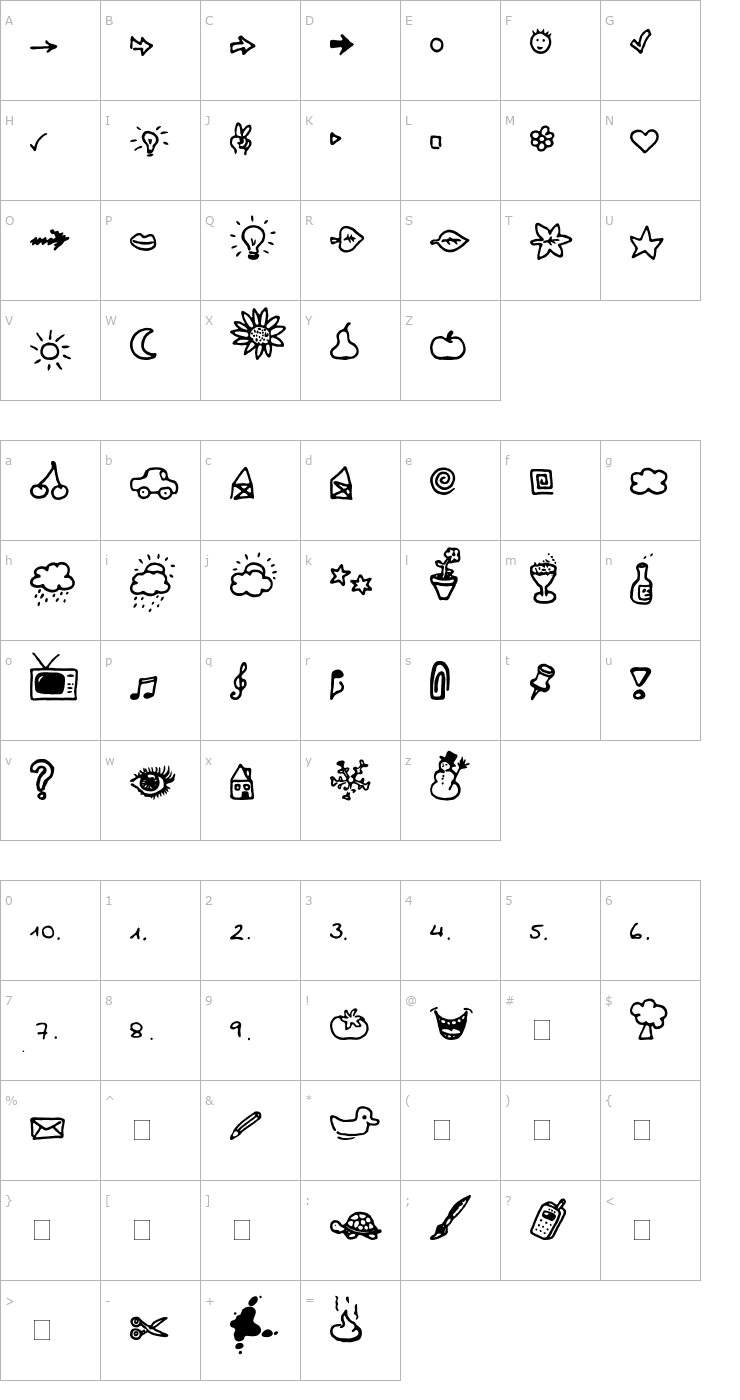 Character Map BulletMix2 Font