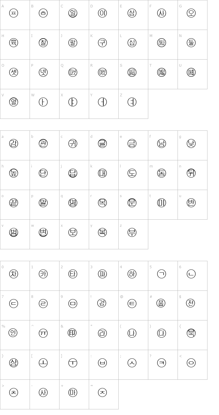 Character Map Bullets 5(Korean) Font