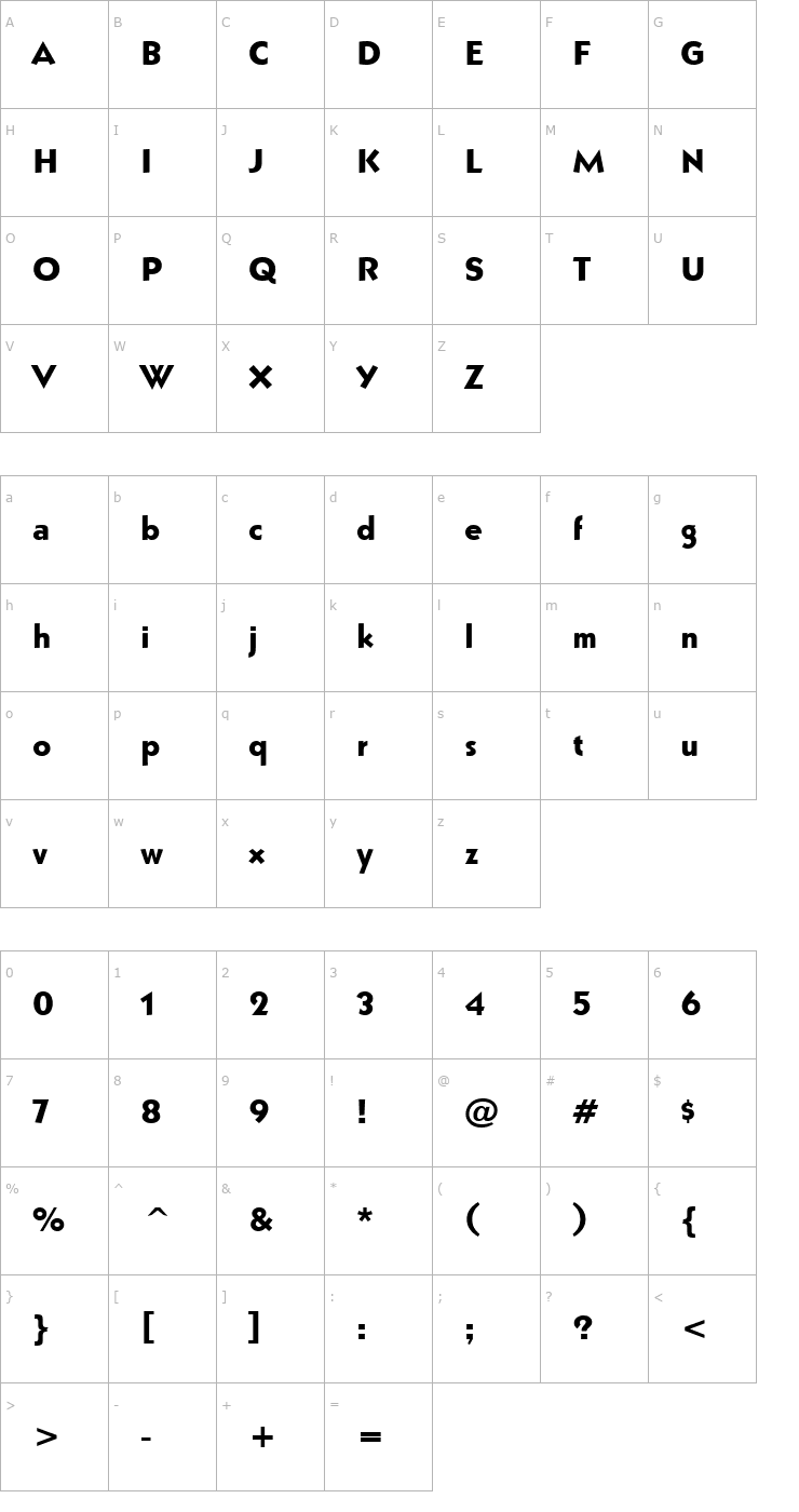 Character Map Bully Narrow Bold Font