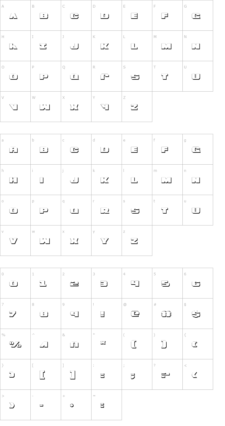 Character Map Bummer 3D Font