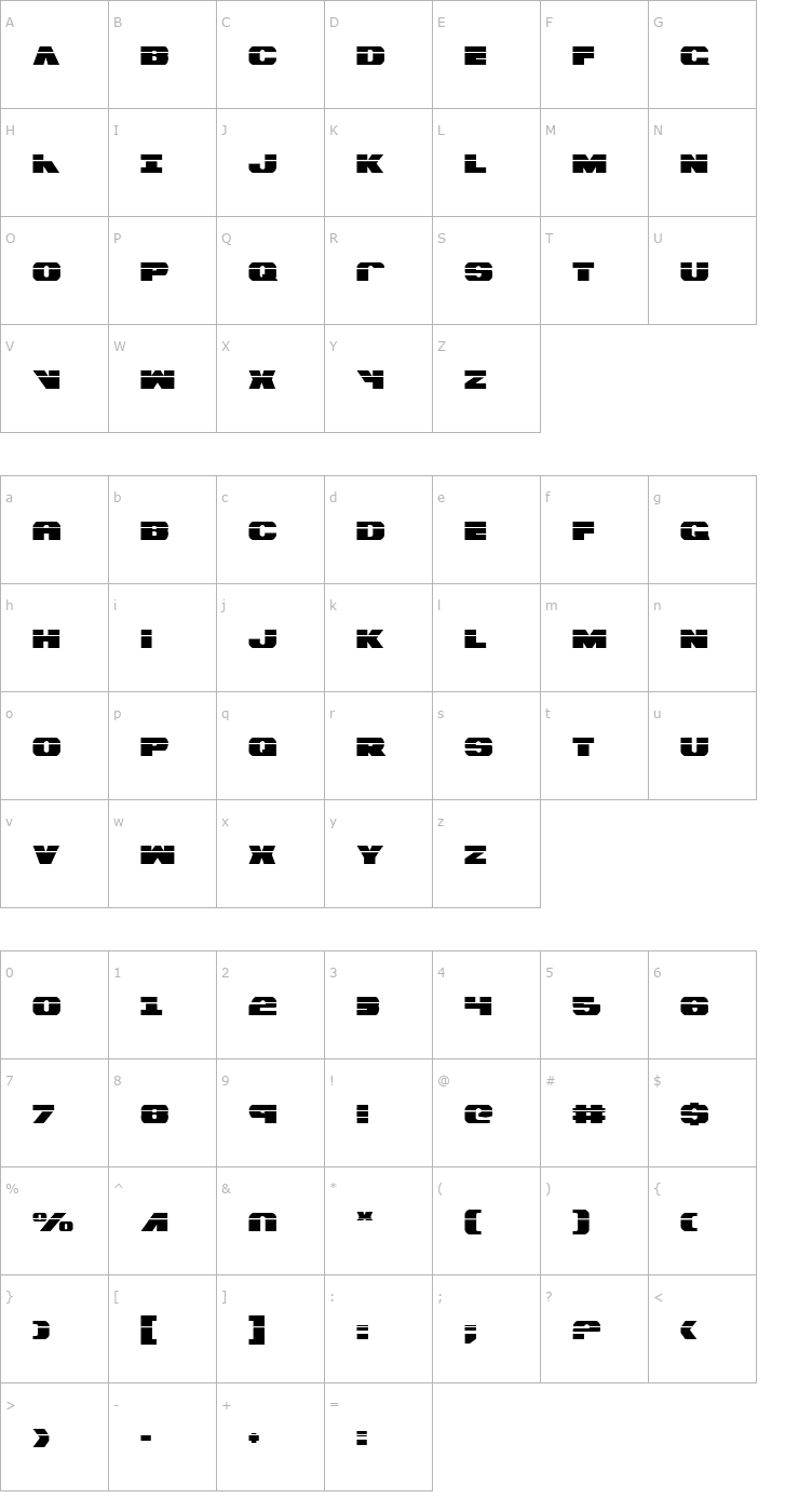 Character Map Bummer Laser Font