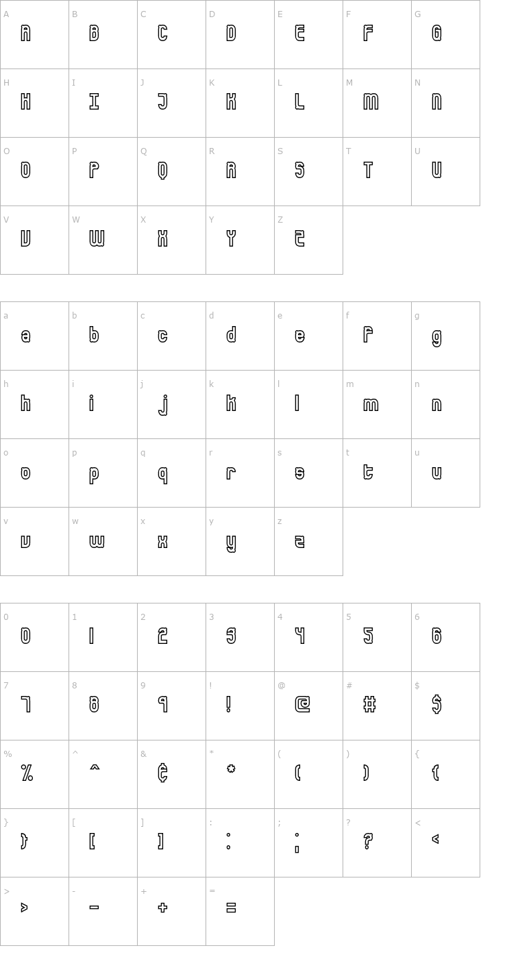 Character Map Bumped BRK Font