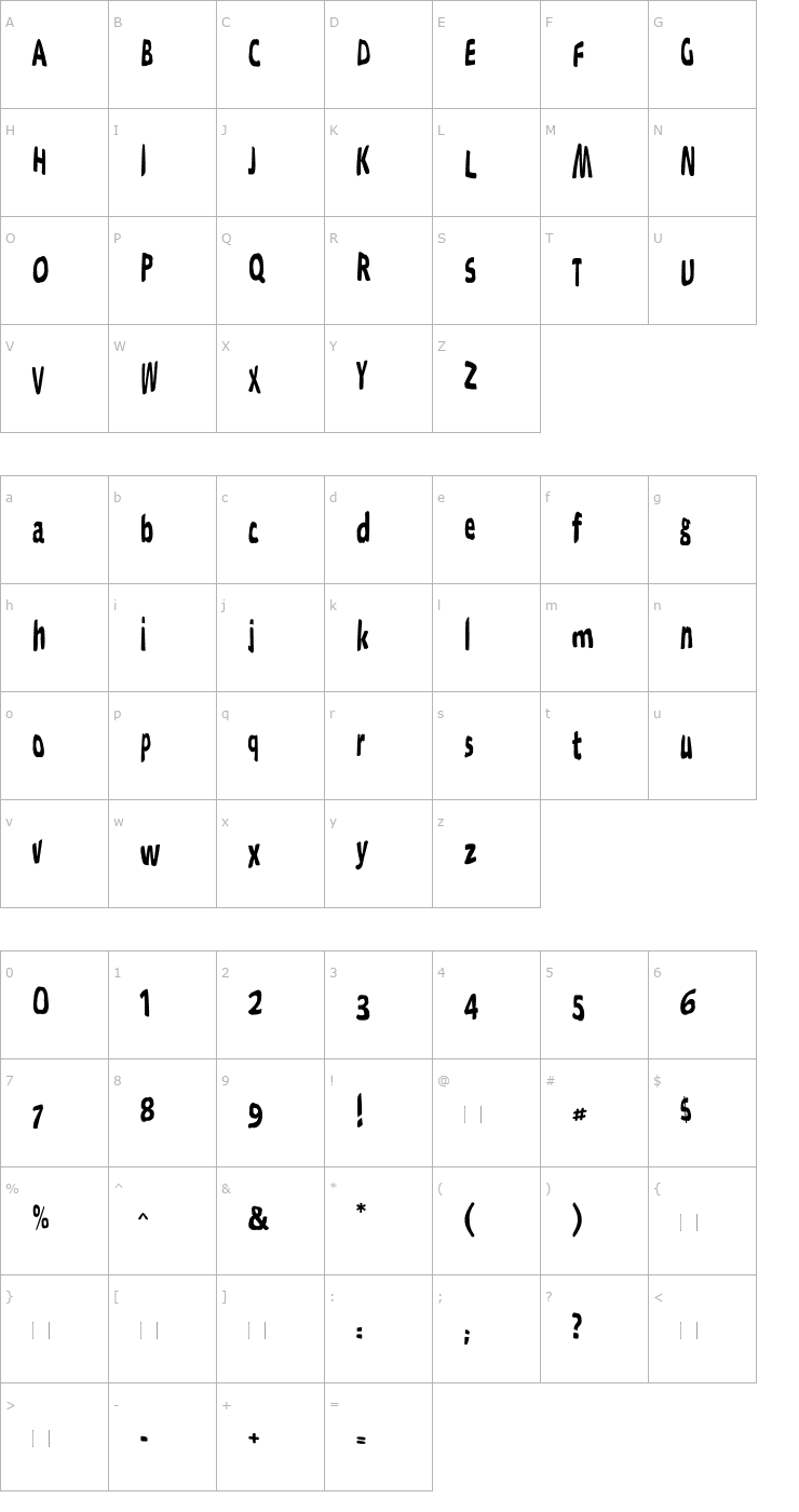 Character Map Bumpers Font